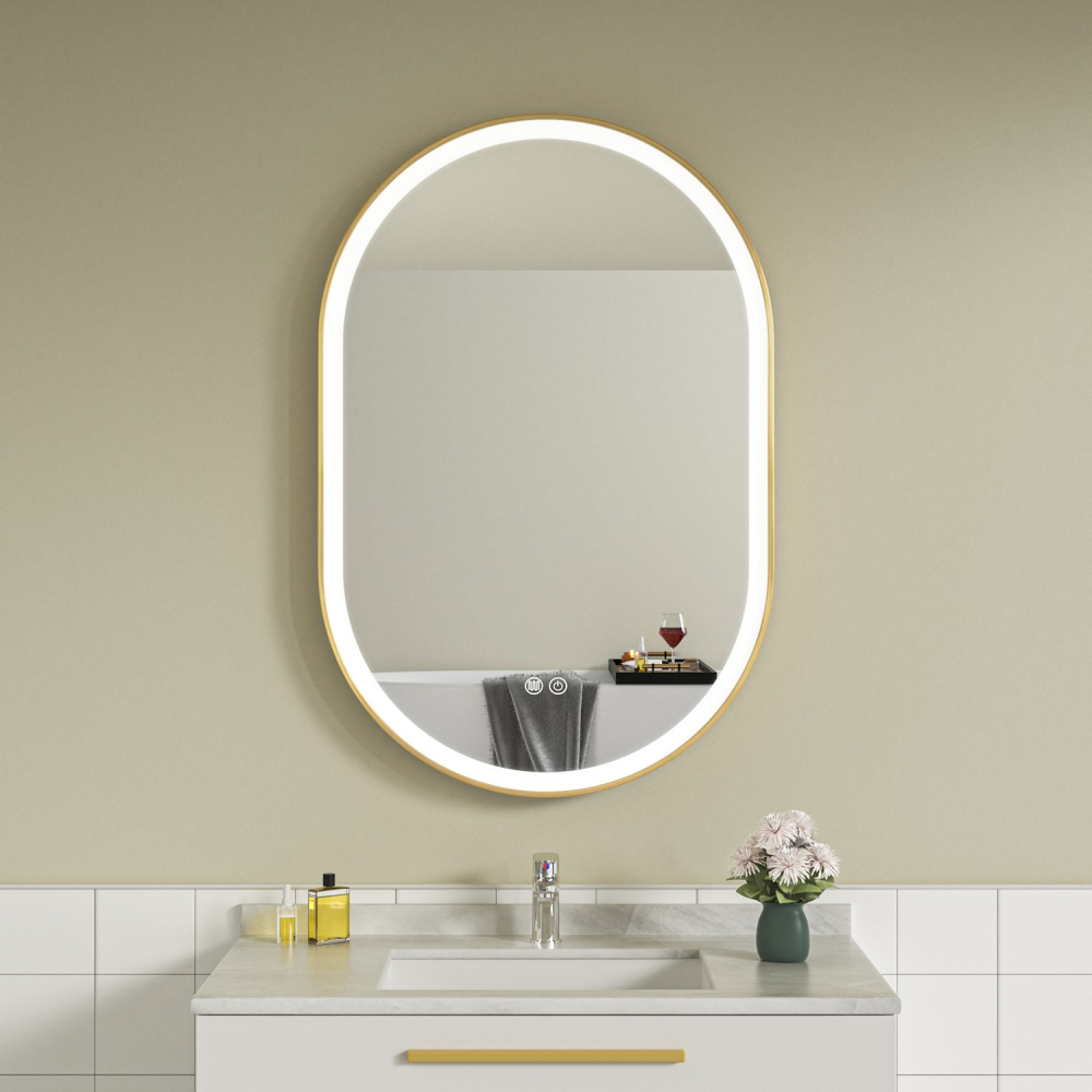 oglinda-baie-led-60x100-cu-rama-auriu Oglinda baie led 60x100 cu rama auriu - imagine 1
