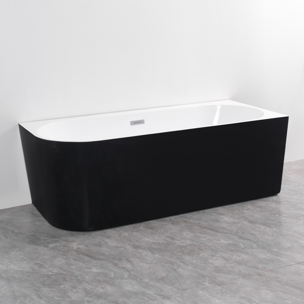 Cada freestanding negru pe colt dreapta Linea 150x75x58 - imagine 3