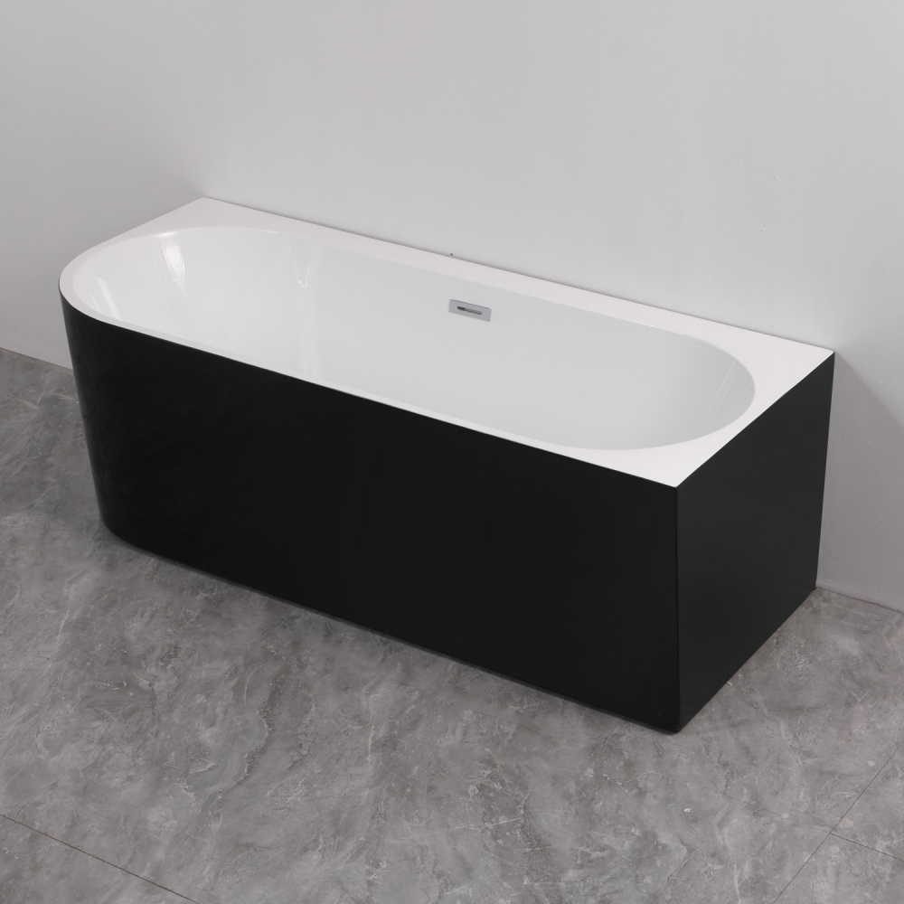 Cada freestanding negru pe colt dreapta Linea 150x75x58 - imagine 4