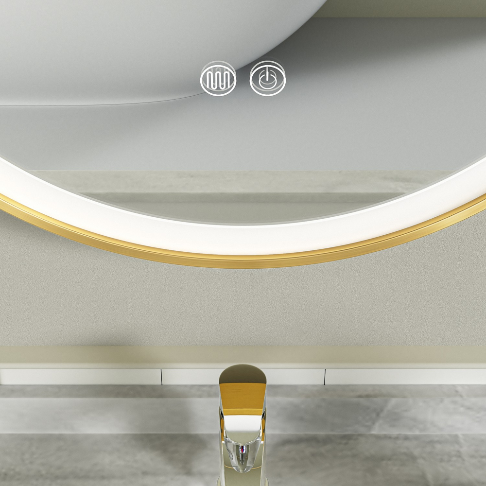 Oglinda baie led 60x100 cu rama auriu - imagine 4
