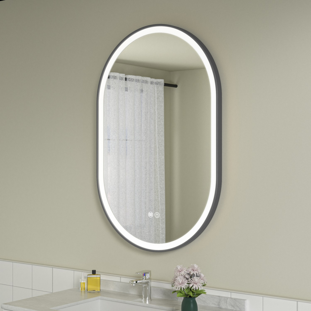 Oglinda baie led 60x100 cu rama negra - imagine 3