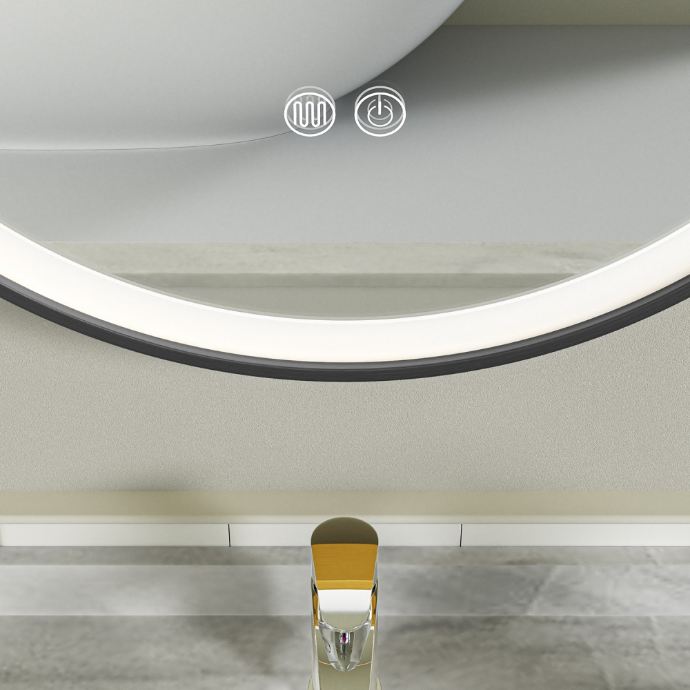 Oglinda baie led 60x100 cu rama negra - imagine 4