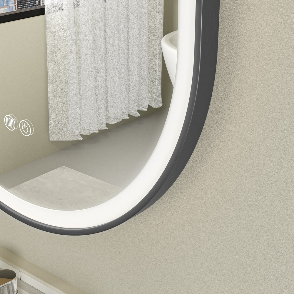 Oglinda baie led 60x100 cu rama negra - imagine 5